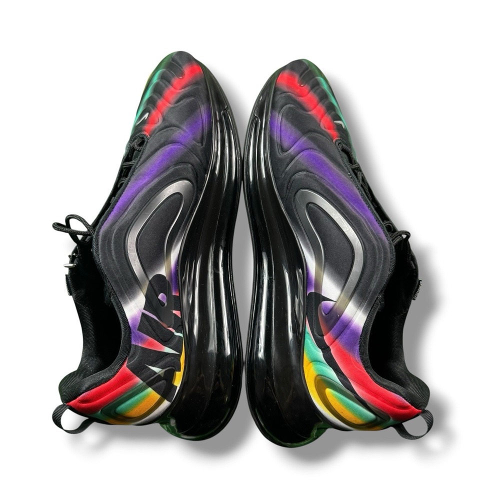 Nike Air Max 720 Black Neon Streaks AO2924-023 Athletic Sneaker Mens US 15 GUC - Picture 4 of 9